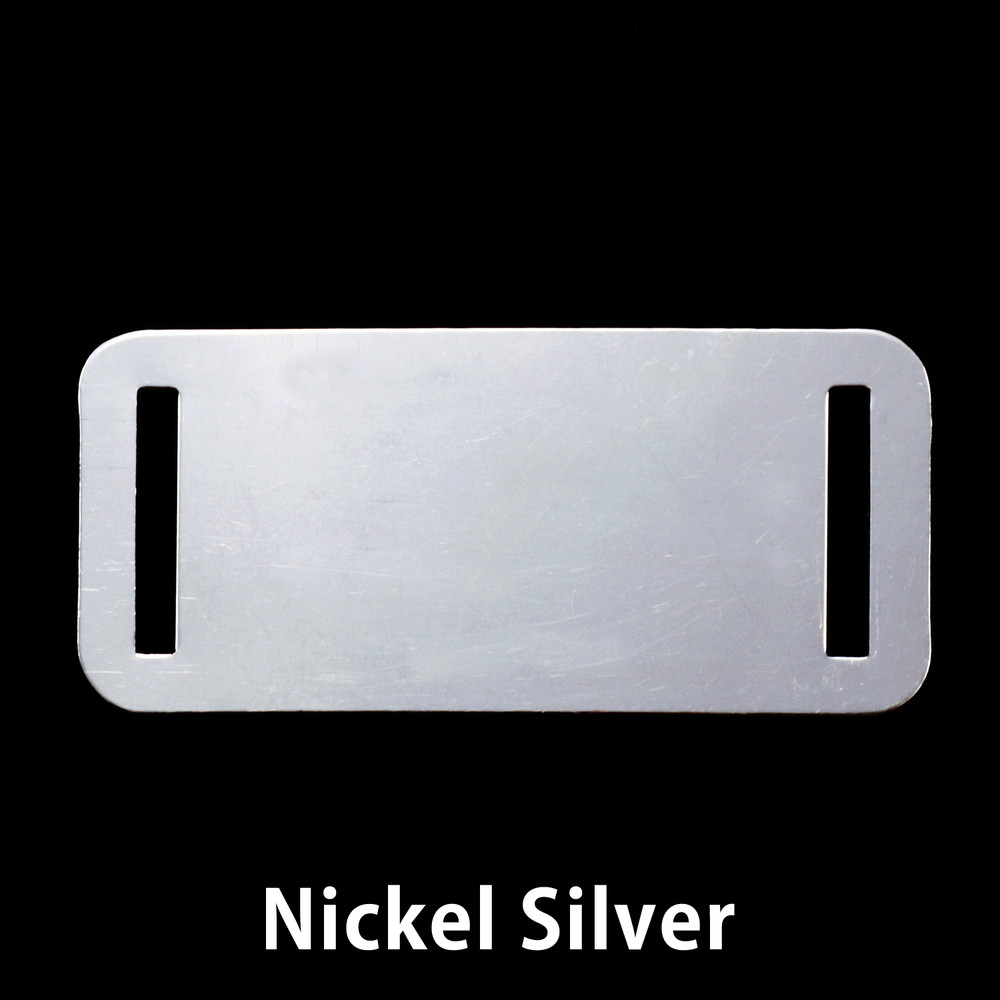 Metal Stamping Blanks Nickel Silver Rectangle with Slits, 44.5mm (1.75") x 20mm (.79"), 24g